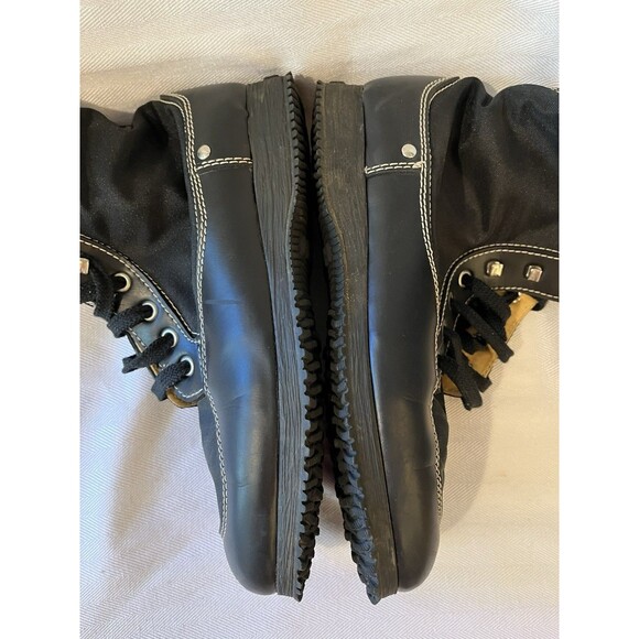 Hogan Outerwear Lace Up Hiking Work Boot, Black Leather & Nylon Women’s Size 6.5 - Picture 9 of 12